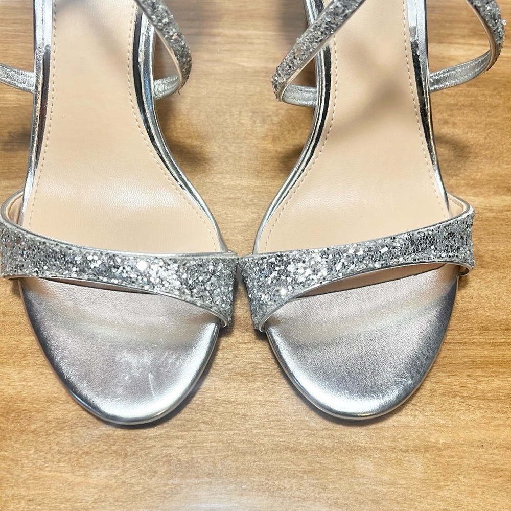 Badgley Mischka Strappy Glitter Heels - Picture 3 of 10